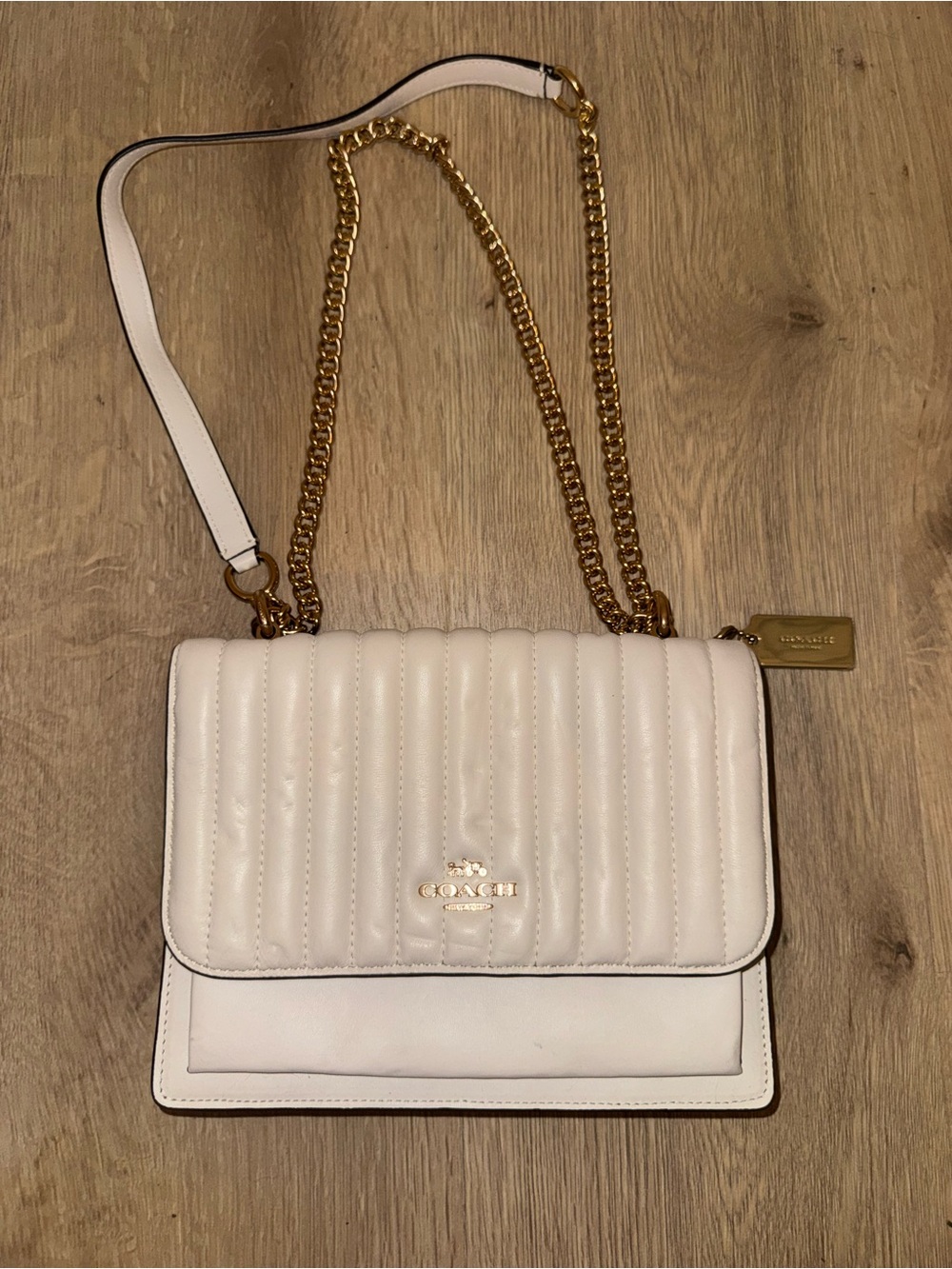 Coach Quilted Leather Crossbody Bag in Cream with Gold Hardware